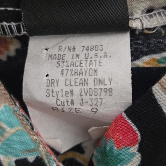 Vintage 80s Knapp Studio Novelty Print Garden Black Cottagecore Maxi Dress 9 USA - Picture 8 of 13